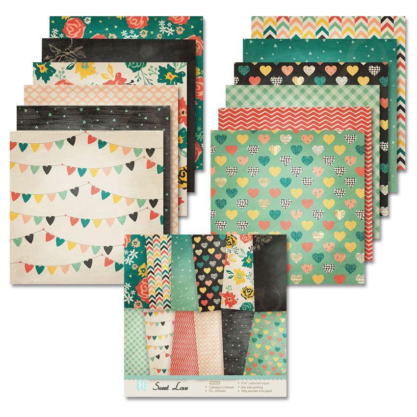 6-Inch Simple Love Stripe Decor Background Paper<24 PCS> - Inlovearts