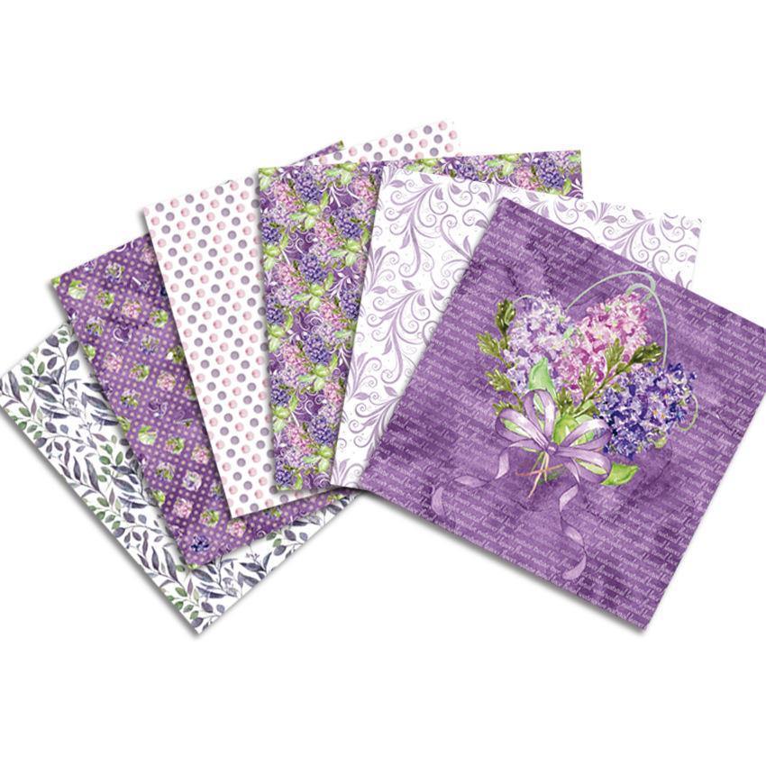 6 Inches Purple Flowers Background Paper<24 PCS> - Inlovearts