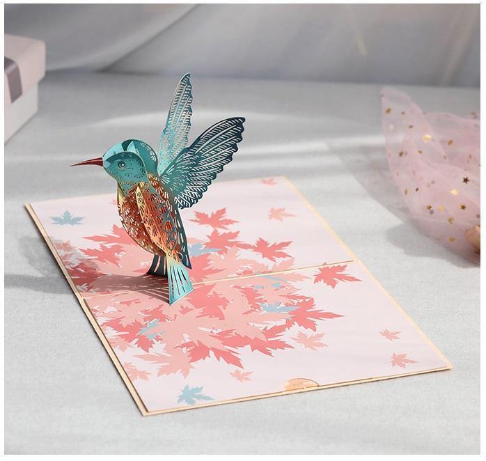 3D Color Hummingbird Card - Inlovearts