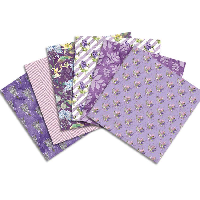 6 Inches Purple Flowers Background Paper<24 PCS> - Inlovearts