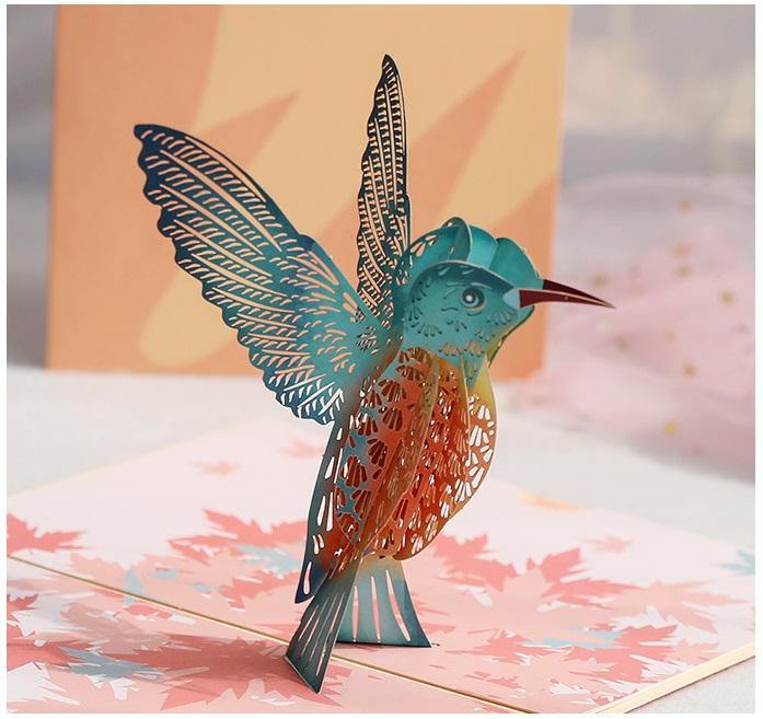 3D Color Hummingbird Card - Inlovearts