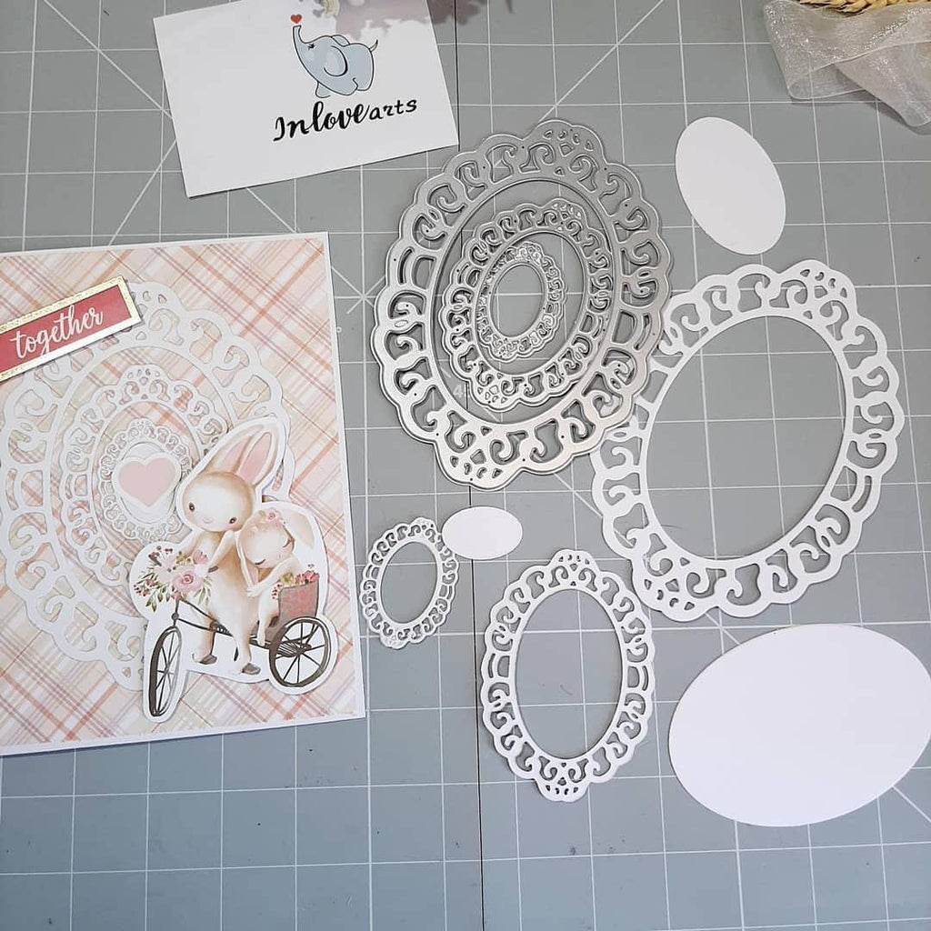 Large Size Oval Lace Frame Cutting Dies - Inlovearts