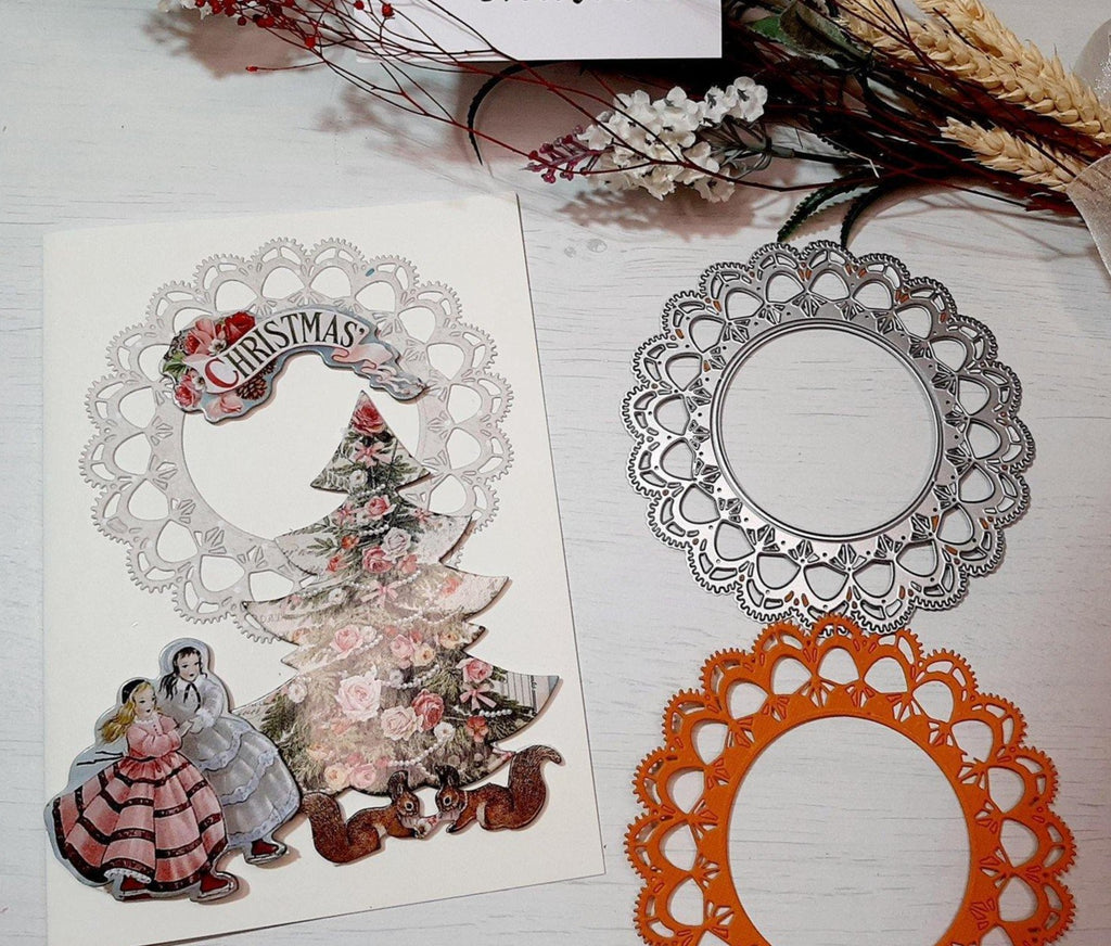 Circle Nesting Floral Lace Frame Dies - Inlovearts