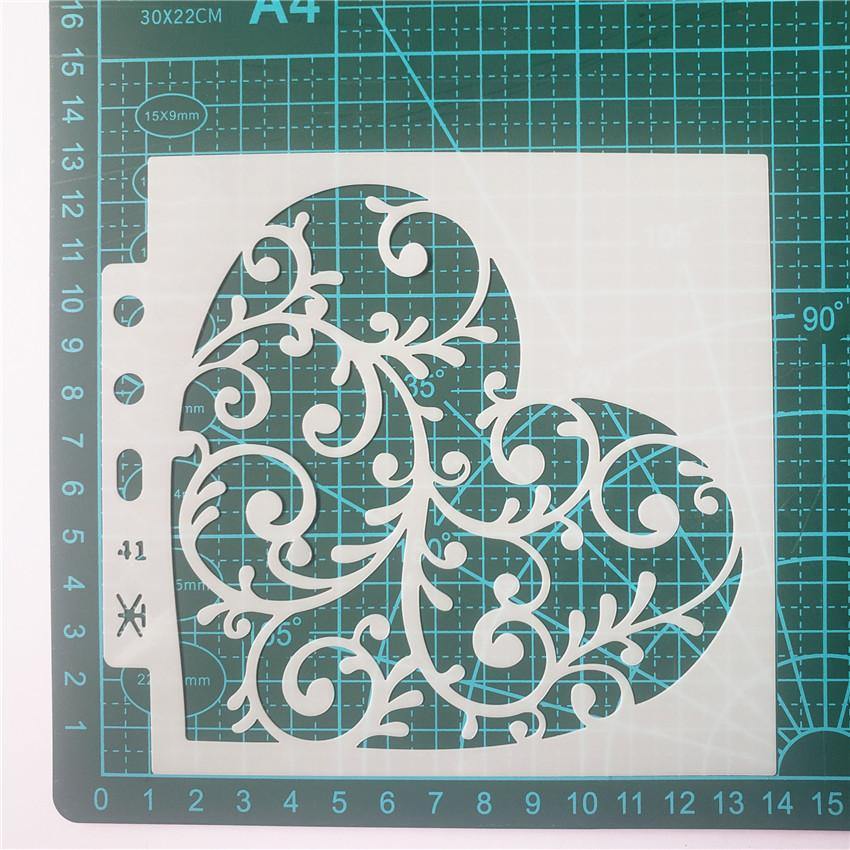 Heart Shape with Leaves Branches Layering Stencils - Inlovearts