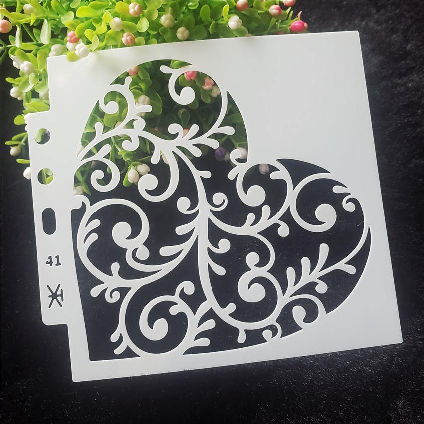 Heart Shape with Leaves Branches Layering Stencils - Inlovearts