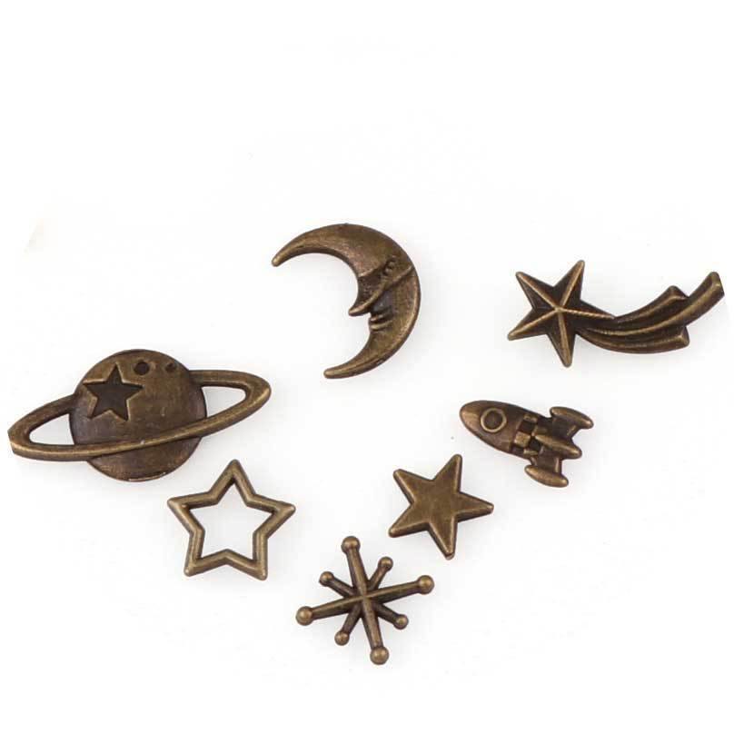 (3 Types) Diy Metal Material Package Universe Stars And Moon Accessories - Inlovearts