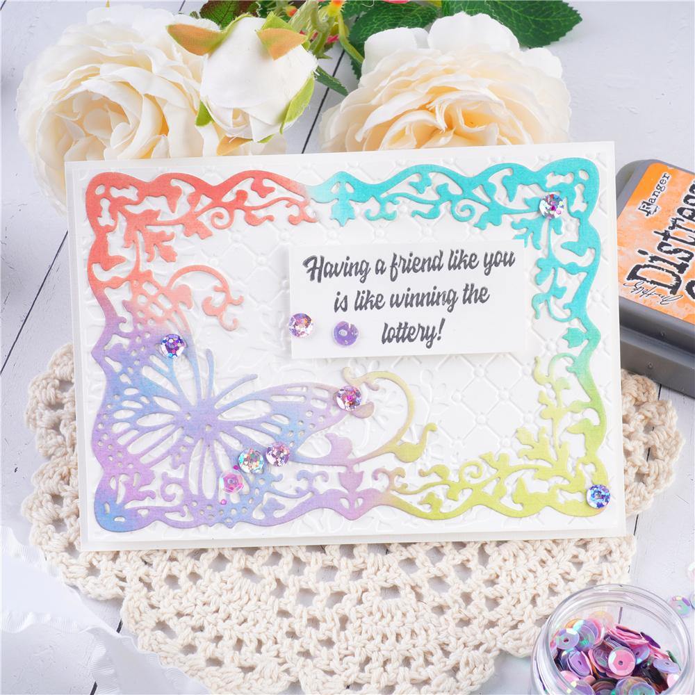 Lace Vined Beautiful Butterfly Frame Dies - Inlovearts