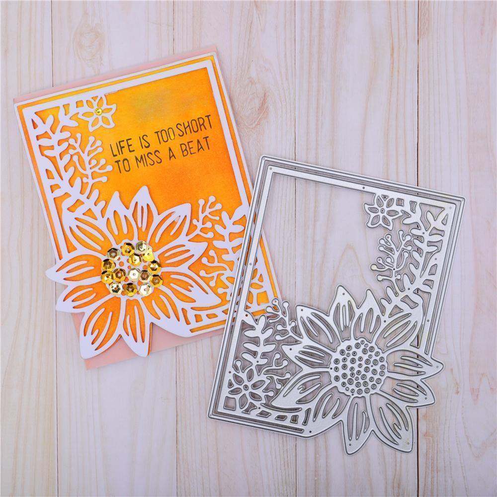 Sunflower and Branches Decor Border Dies - Inlovearts