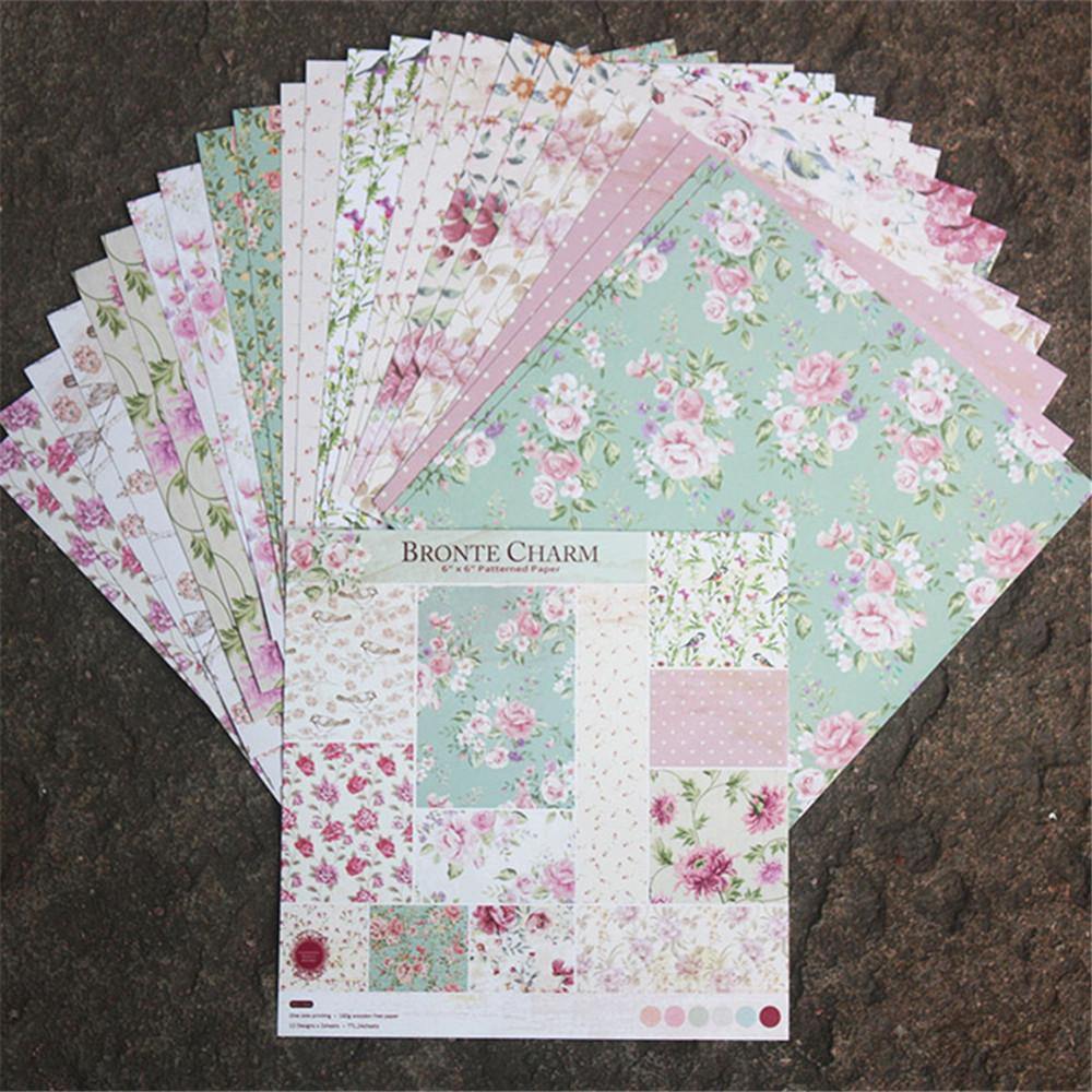 6 Inch Bronte Charm Flower Theme Background Pattern Paper<24 PCS> - Inlovearts