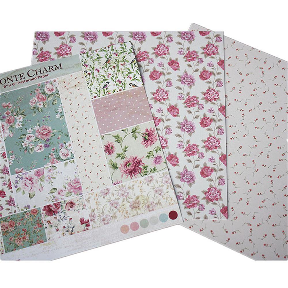 6 Inch Bronte Charm Flower Theme Background Pattern Paper<24 PCS> - Inlovearts
