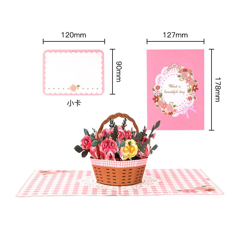 3D Rose Flower Basket Card - lifescraft