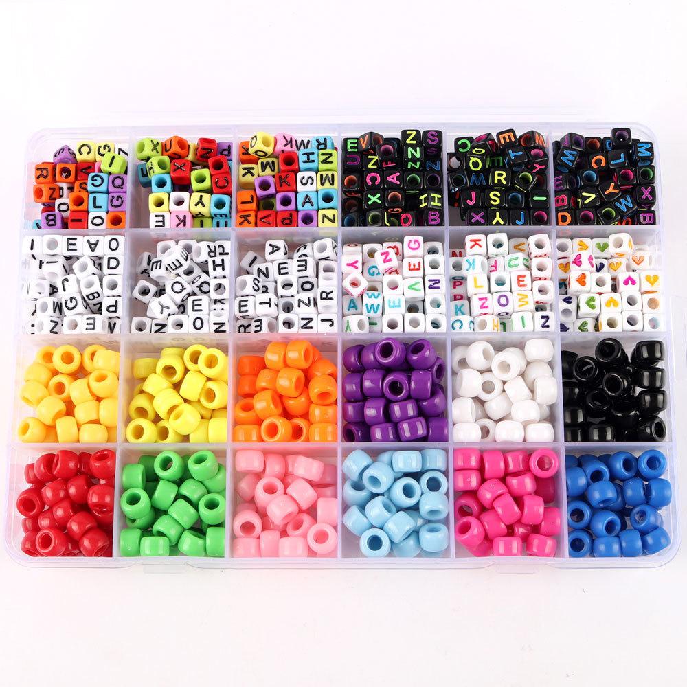 Colorful Big Hole Beads Letter Beads 10 Color Elastic Thread Set - lifescraft