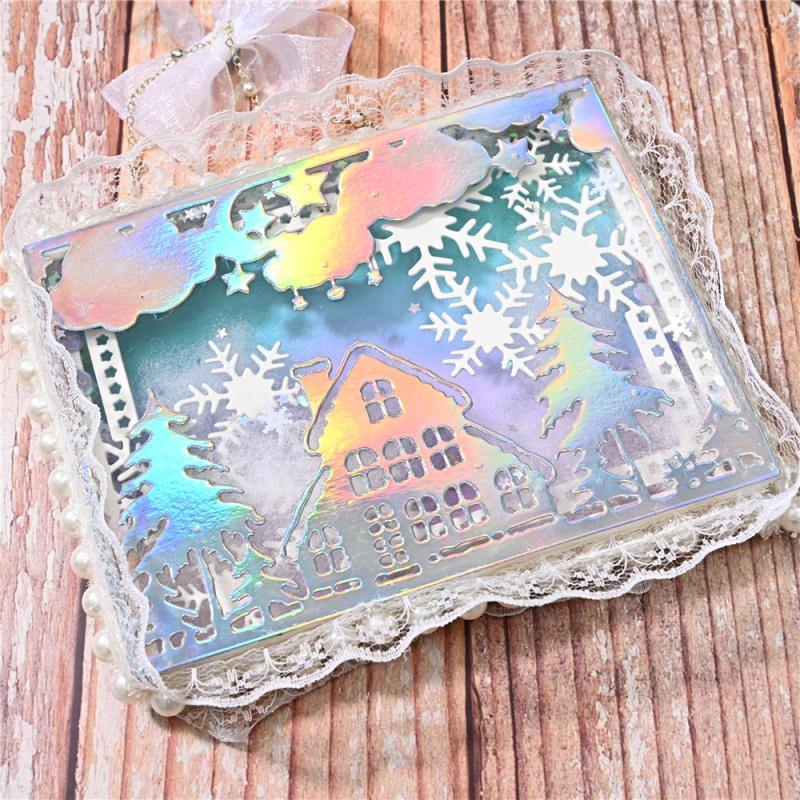 Pretty Christmas Village Scenery Background Dies - Inlovearts