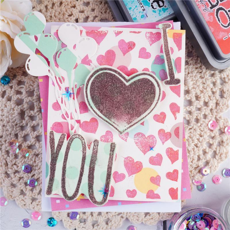 I Heart You Background Stamps - Inlovearts