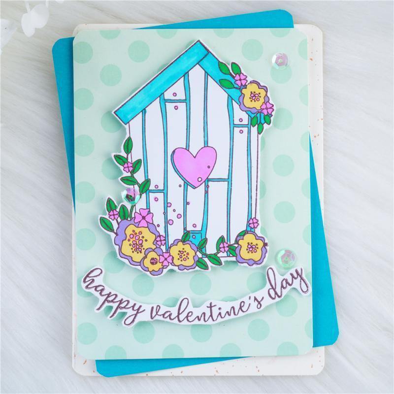 Flowers Surrounding House Stamps - Inlovearts