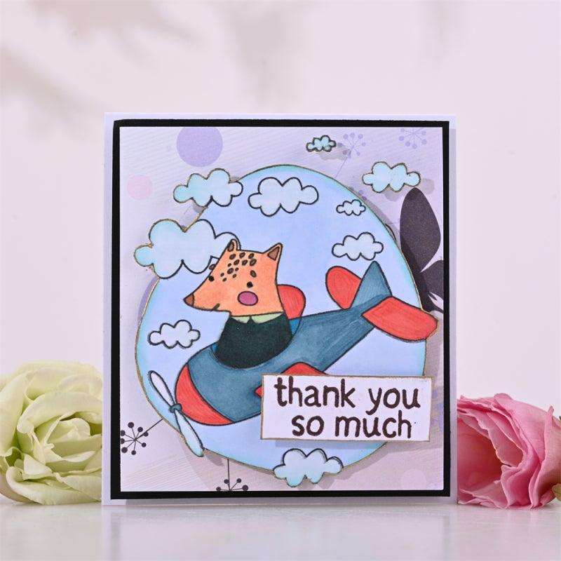 Fox on Plane in Blue Sky Stamps - Inlovearts